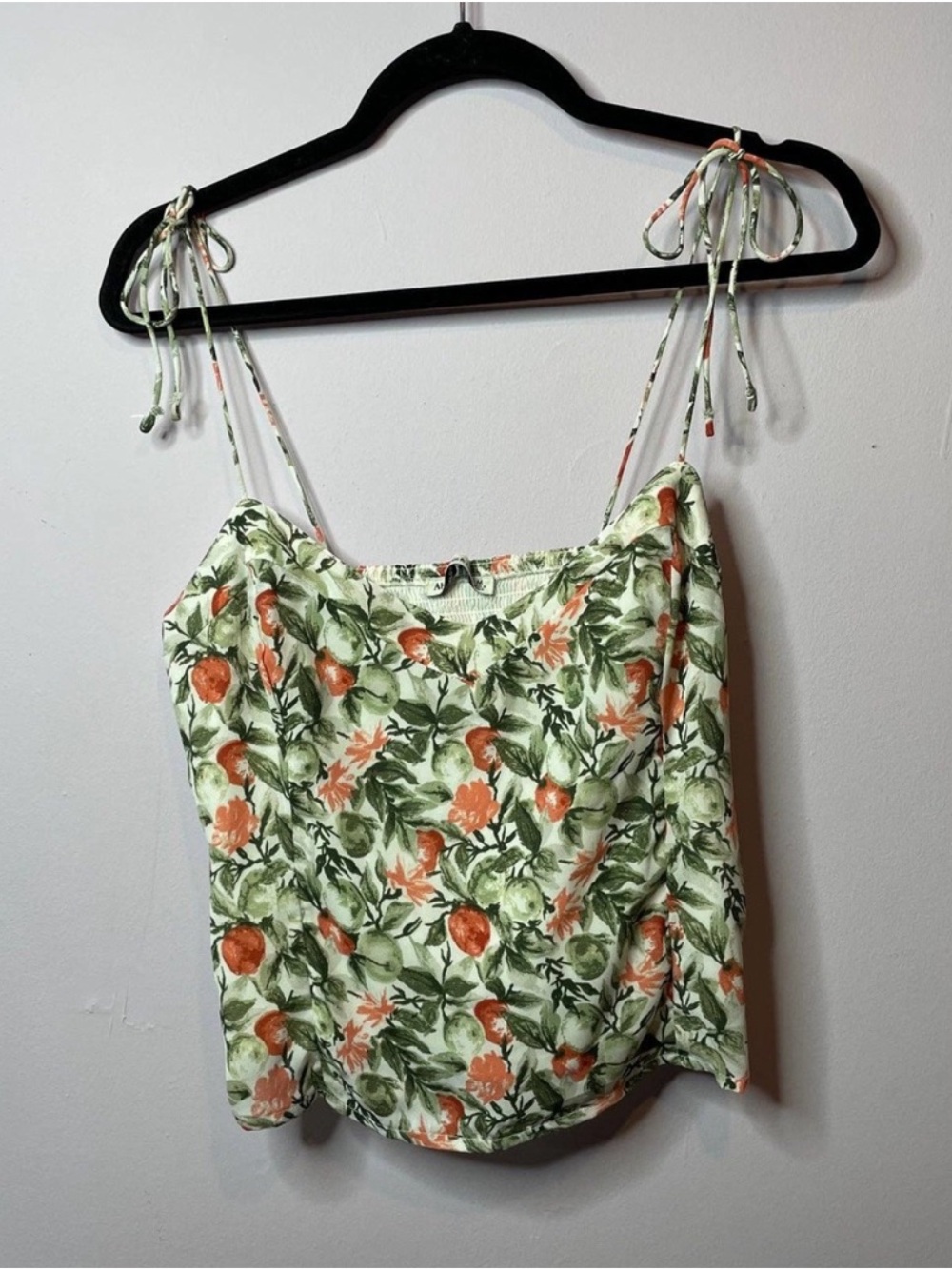A&F Corset Tie Strap Tank Medium Fruit Leaves Floral